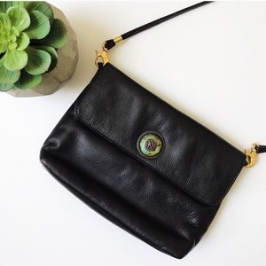 Ili Black Genuine Leather Crossbody Purse